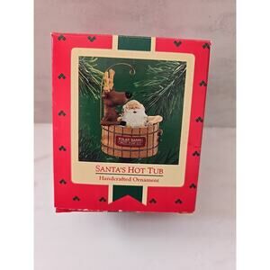 1986 Hallmark Santa's Hot Tub Christmas Ornament